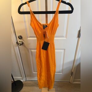 NWT Hera Collection Orange Knit Bodycon Midi Dress Size M